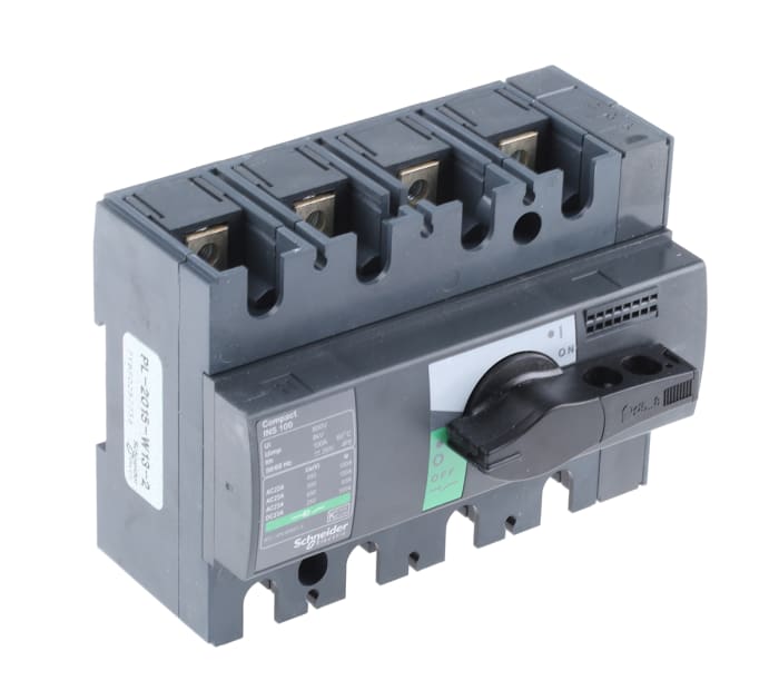 Schneider Electric 4P Pole Isolator Switch - 100A Maximum Current, 55kW Power Rating, IP40