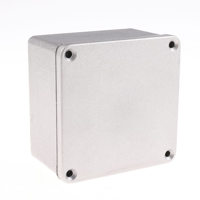 RS PRO Grey Die Cast Aluminium Enclosure, IP65, Grey Lid, 102 x 102 x 61mm