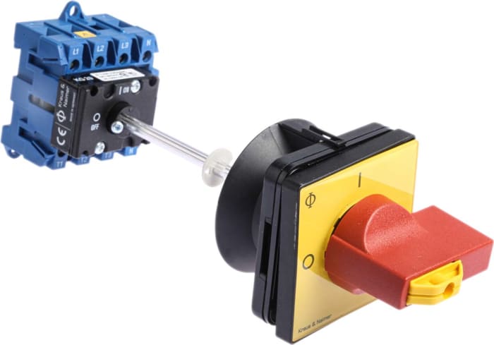 Kraus & Naimer 4P Pole Panel Mount Isolator Switch - 25A Maximum Current, 7.5kW Power Rating, IP65