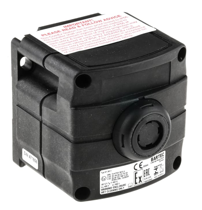 Bartec Push Button Control Station, Thermoplastic, IP66, IP67