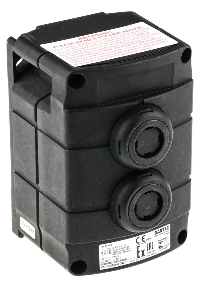 Bartec Push Button Control Station, Thermoplastic, IP66, IP67