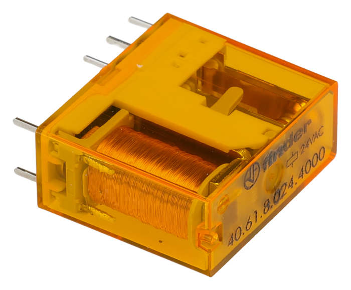 Finder PCB Mount Power Relay, 24V ac Coil, 16A Switching Current, SPDT