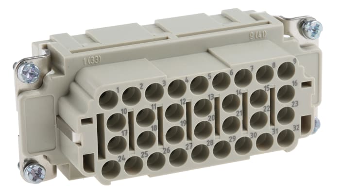 HARTING Heavy Duty Power Connector Insert, 16A, Female, Han EE Series, 32 Contacts