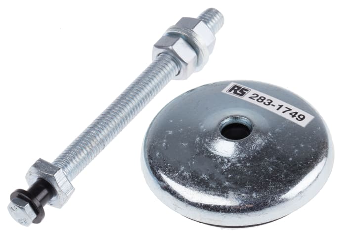 RS PRO M10 68mm Dia. Rubber Adjustable Foot, 150kg Static Load Capacity 3.5° Tilt Angle