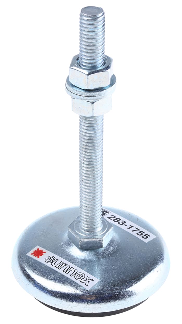 RS PRO M10 68mm Dia. Rubber Adjustable Foot, 250kg Static Load Capacity 3.5° Tilt Angle