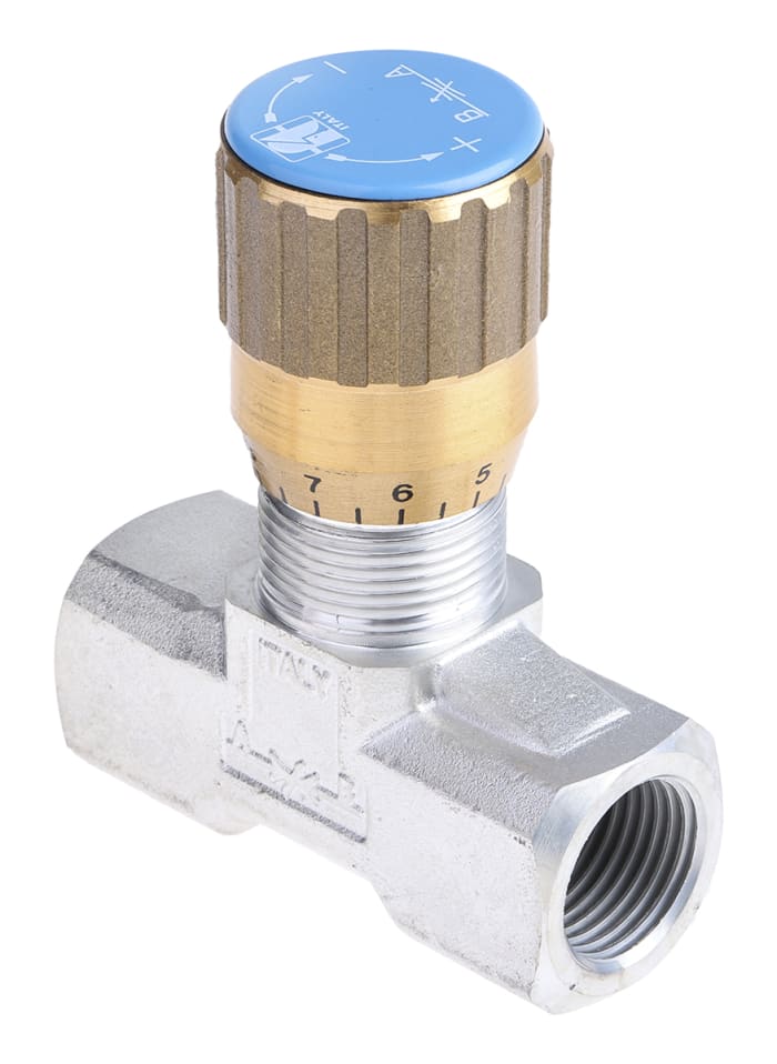 Vanne de régulation du débit hydraulique RS PRO, BSP 1/2, 210 bar Bars