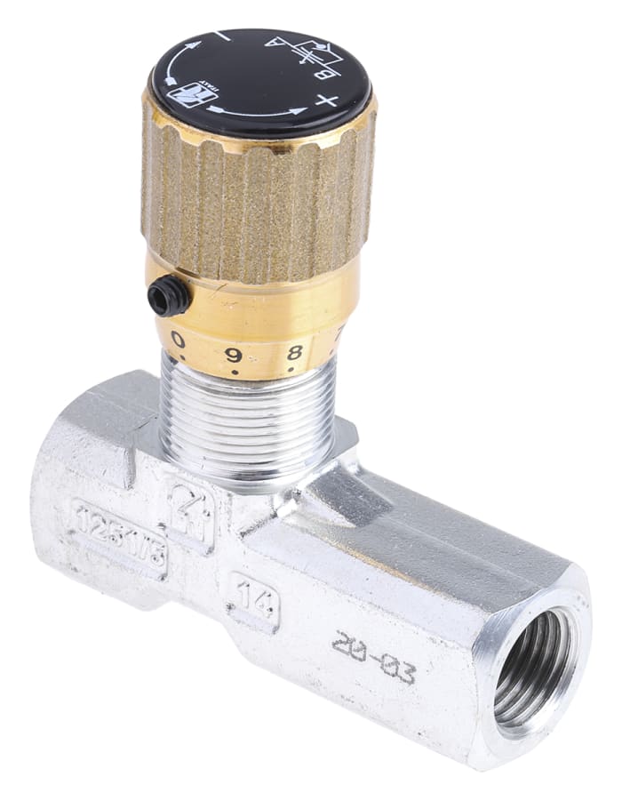 Vanne de régulation du débit hydraulique RS PRO, G 1/4, 210 bar Bars