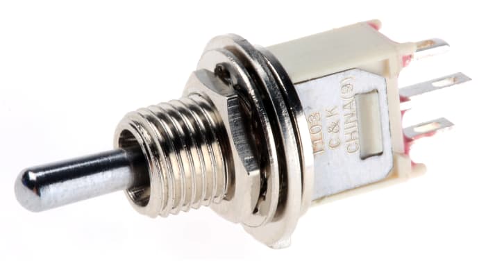 C & K Toggle Switch, Panel Mount, On-Off-On, SPDT, Solder Terminal