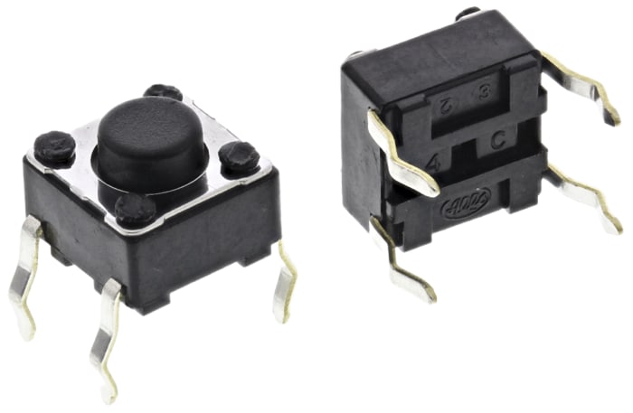 Alps Alpine Black Keyboard Switch, SPST 50 mA @ 12 V dc 1.5mm Snap-In