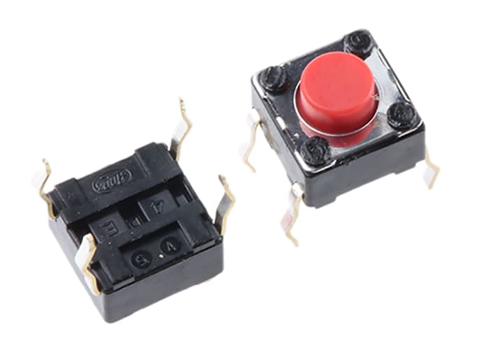 Kırmızı Klavye(Tuş Takımı) Switch, Tek Kutuplu Tek Atımlı (SPST), 12 V dc'de 50 mA