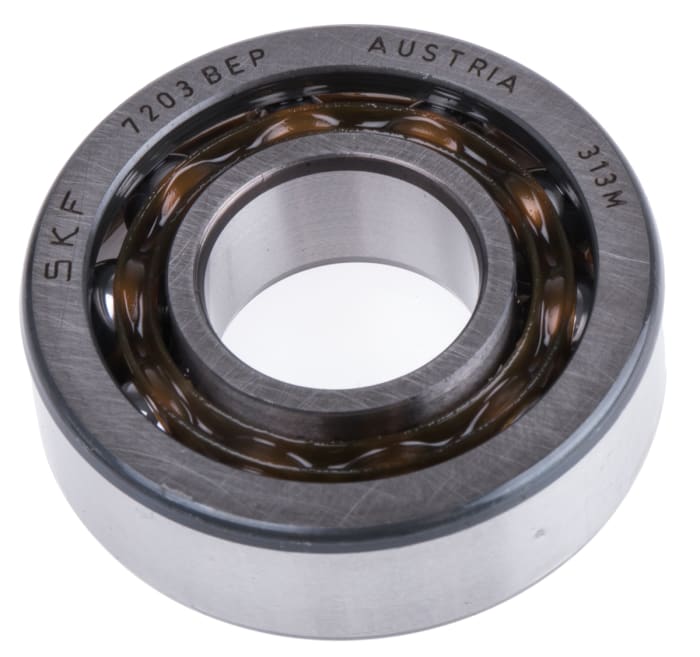 SKF 7203 BEP Single Row Angular Contact Ball Bearing- Open Type 17mm I.D, 40mm O.D