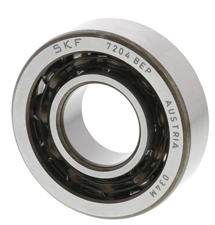 SKF 7204 BEP Single Row Angular Contact Ball Bearing- Open Type 20mm I.D, 47mm O.D