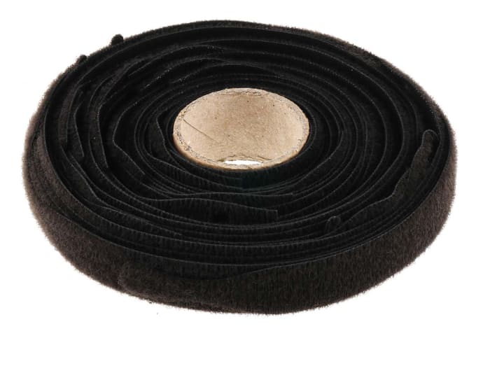 RS PRO Cable Tie, Hook and Loop, 305mm x 12 mm, Black Fabric