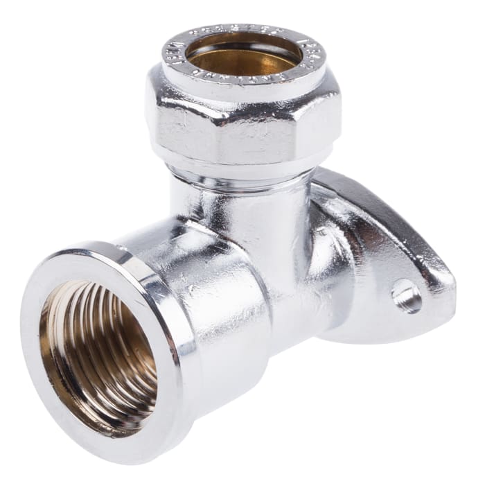 RS PRO Brass Compression Fitting, 90° Wall Plate Elbow Adapter