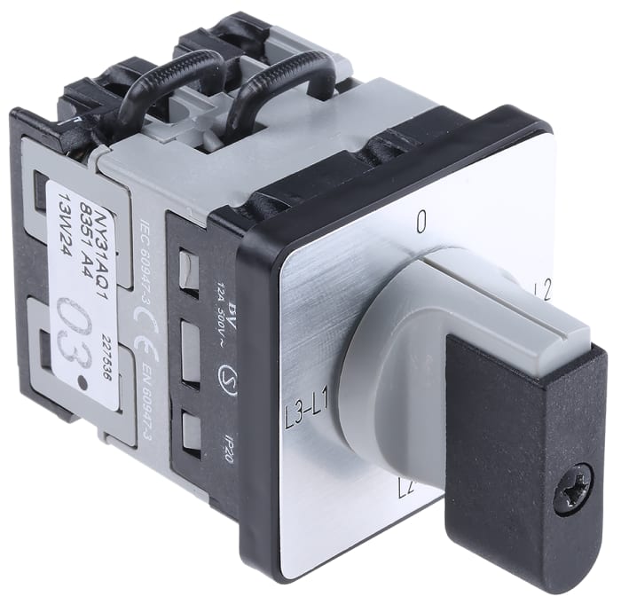 BACO 3 Position Rotary Cam Switch, 16 A, Handle Actuator
