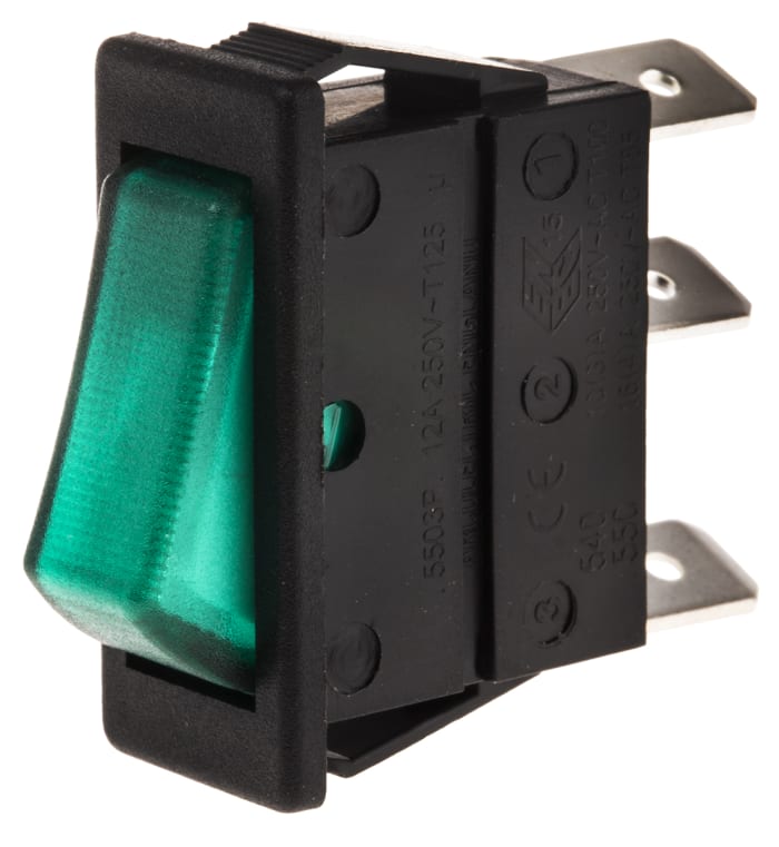 Arcolectric (Bulgin) Ltd Illuminated SPST, On-Off Rocker Switch Panel Mount