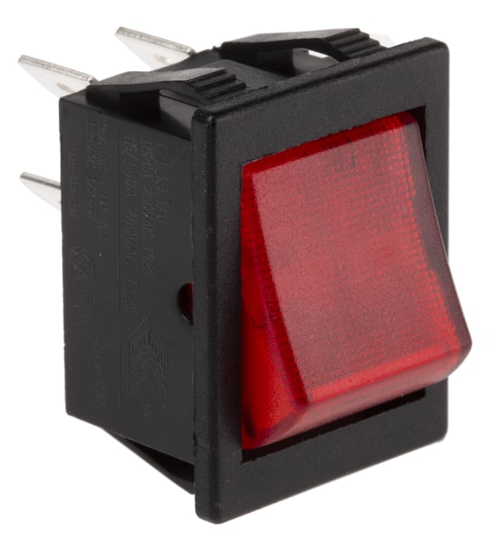 Arcolectric (Bulgin) Ltd Illuminated DPST, On-Off Rocker Switch Panel Mount
