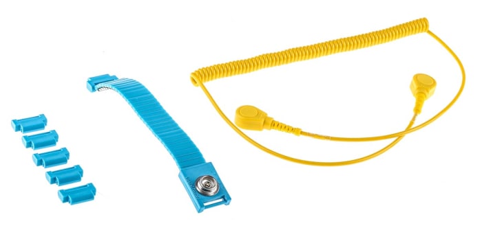 Bracelet de mise à la terre PSDE et jeu de cordons RS PRO, Douille 10mm, pression femelle 10mm