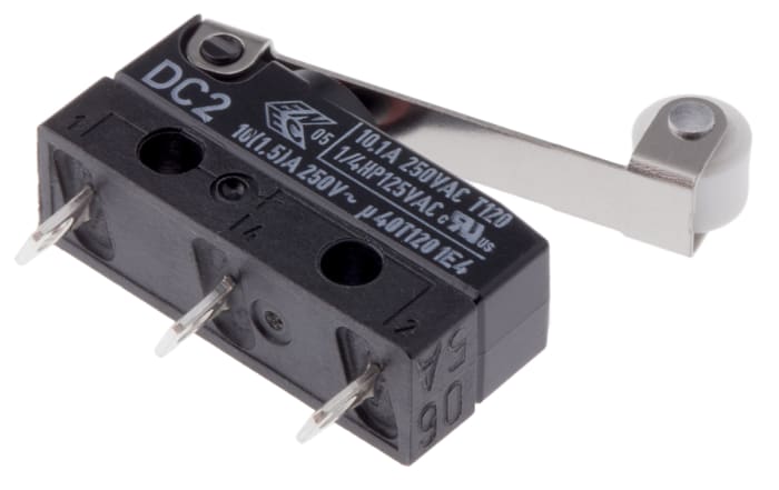 ZF Roller Lever Micro Switch, Solder Terminal, 10.1 A @ 250 V ac, SPDT, IP6K7