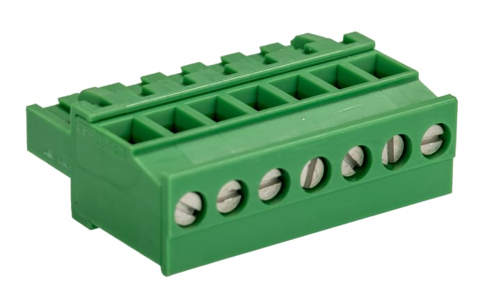 Phoenix Contact, 5.08mm Pitch, MVSTBR 2.5/ 7-ST-5.08, 7 Way, , Pluggable Terminal Block, Plug, Cable Mount, Screw