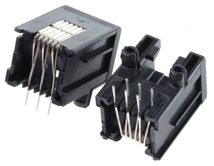 TE Connectivity 0-215876 Series Female RJ25 Connector, Through Hole, Cat3 Right Angle 6P6C -Way