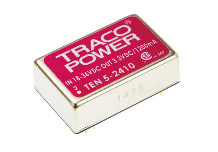 TRACOPOWER TEN 5 DC-DC Converter, 3.3V dc/ 1.2A Output, 18 → 36 V dc Input, 6W, Through Hole, +85°C Max Temp