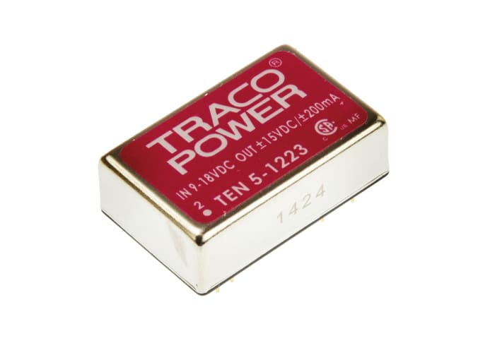 TRACOPOWER TEN 5 DC-DC Converter, ±15V dc/ ±200mA Output, 9 → 18 V dc Input, 6W, Through Hole, +85°C Max Temp