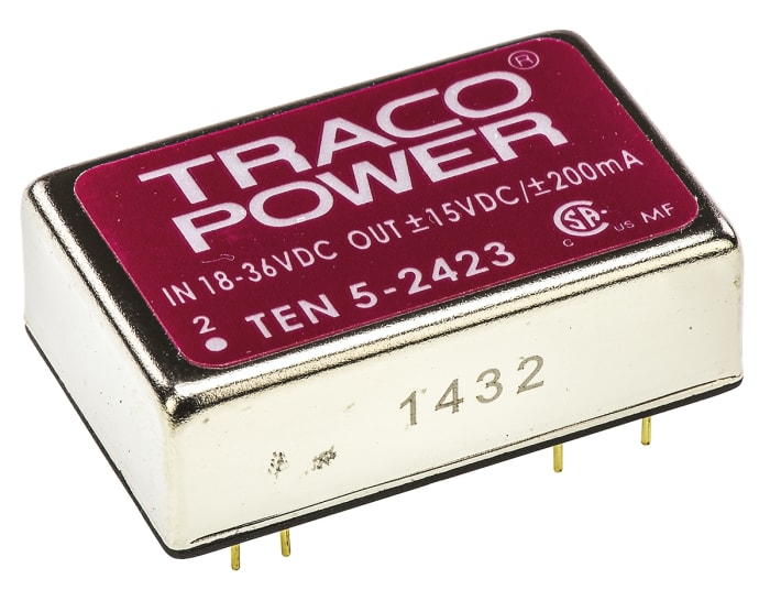 Convertisseur DC-DC TRACOPOWER TEN 5, Montage traversant, 6W, 2 sorties, ±15V c.c., ±200mA