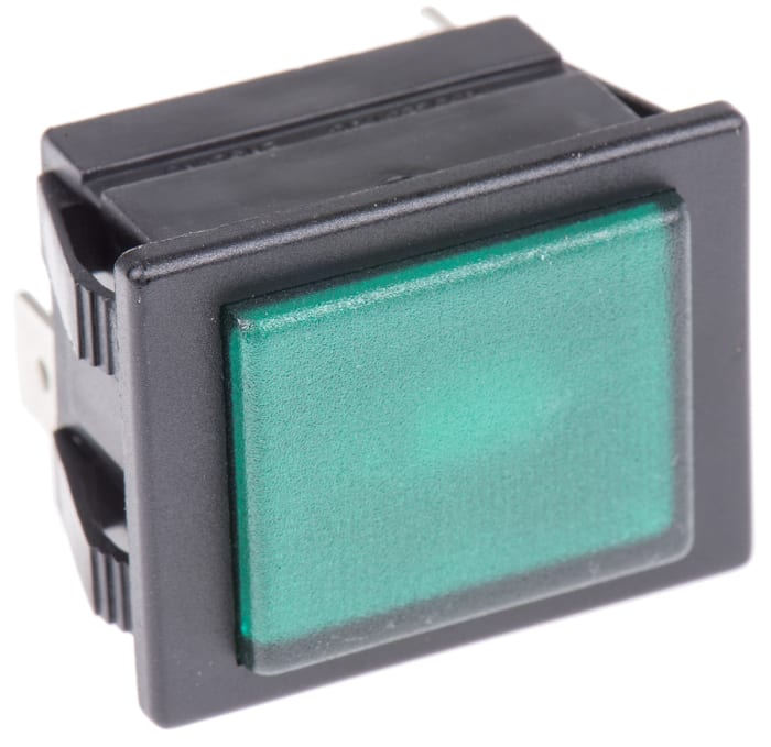 Arcolectric (Bulgin) Ltd 0480 Series Green Neon Panel Mount Indicator, 250V, 30 x 22.1mm Mounting Hole Size, Solder Tab