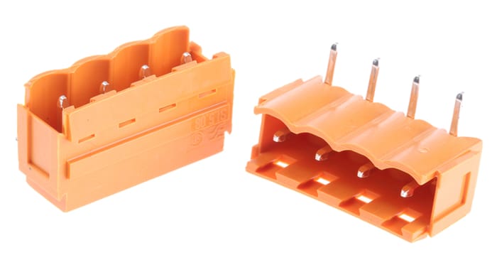 Weidmuller OMNIMATE SL Series Right Angle Through Hole PCB Header, 4 Contact(s), 5.08mm Pitch, 1 Row(s), Shrouded