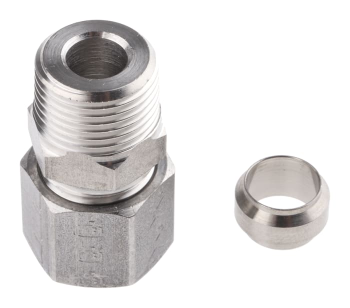 Legris Stainless Steel Pipe Fitting, Straight Coupler, Male BSP 3/8in