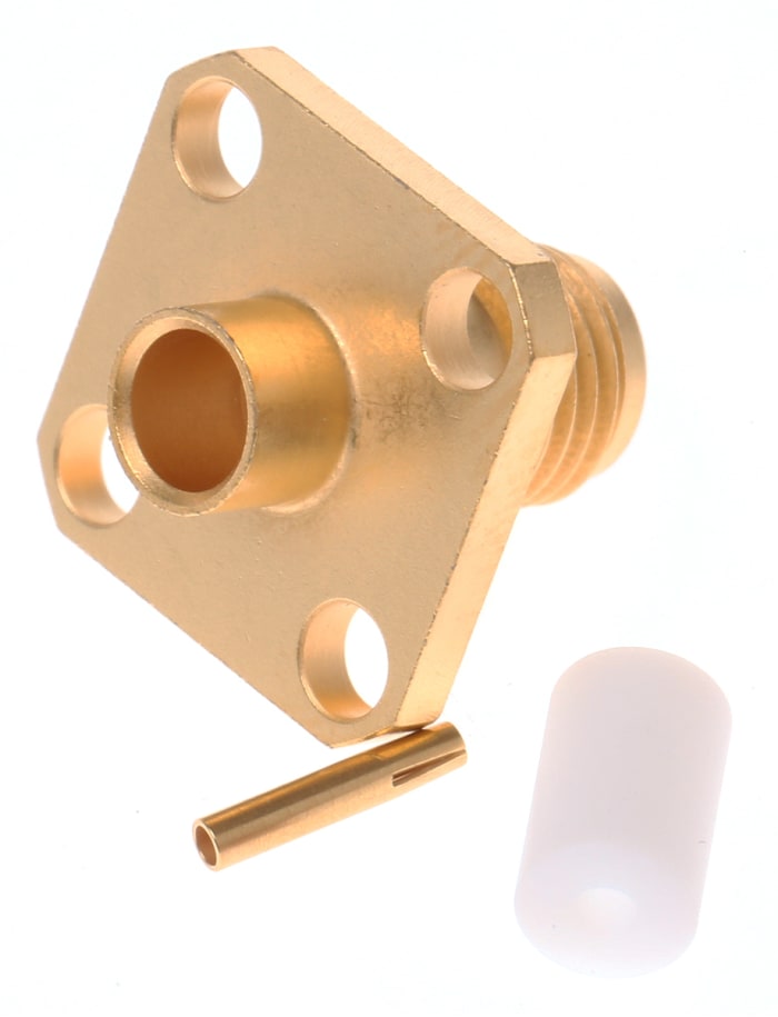 Connecteur SMA Radiall Femelle Droit, raccordement A sertir 50Ω Montage sur Platine