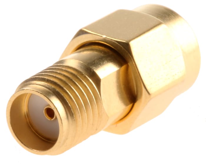 Adaptér RF, orientace těla: přímý, 50Ω Samec SMA na zásuvku SMA, 0 → 18GHz, obklad těla: Zlato přes nikl,