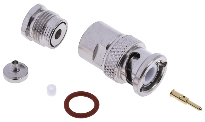 Connecteur BNC Radiall Mâle Droit, raccordement Cage à ressort 50Ω Montage sur câble