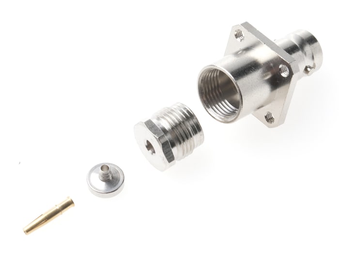 Connecteur BNC Radiall Femelle Droit, raccordement Cage à ressort 50Ω Montage sur Platine