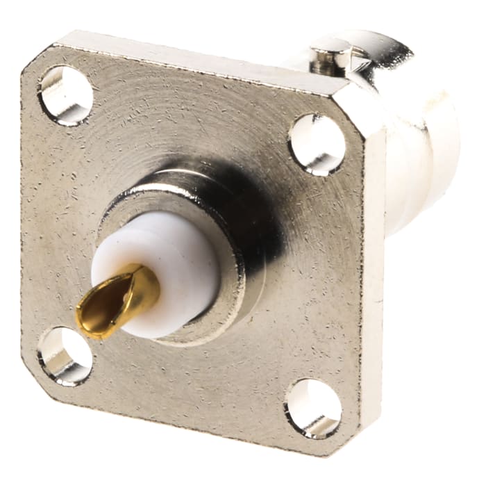 Connecteur BNC Radiall Femelle Droit, raccordement A souder 50Ω Montage sur Platine