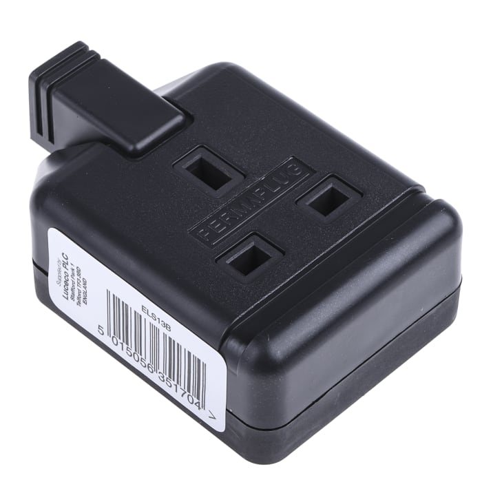 Regleta de enchufes RS PRO, 1 toma Tipo G - Británico, 240 V, 13A Negro