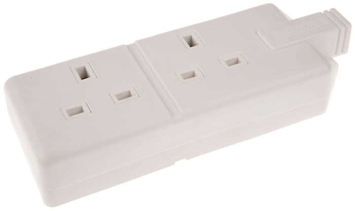 Regleta de enchufes RS PRO, 2 tomas Tipo G - Británico, 240 V, 13A Blanco
