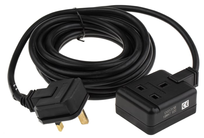 Prodlužovací kabel, délka kabelu: 5m 1 zásuvka Černá Typ G – britská Prodlužovací kabel