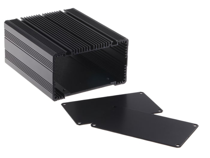 RS PRO Black Anodised Aluminium Heat Sink Case, 125 x 105 x 60.5mm