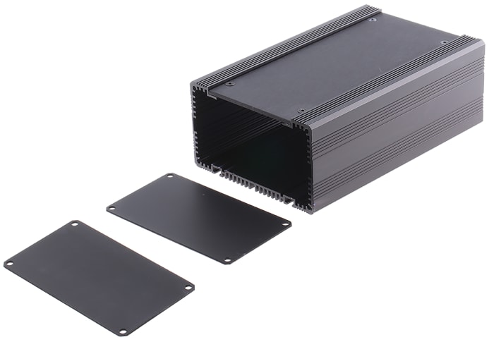 RS PRO Black Anodised Aluminium Heat Sink Case, 165 x 105 x 60.5mm