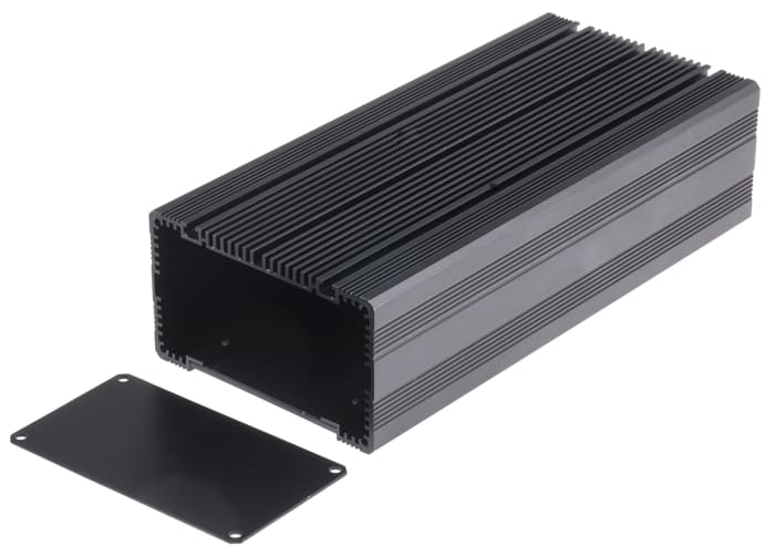RS PRO Black Anodised Aluminium Heat Sink Case, 225 x 105 x 60.5mm