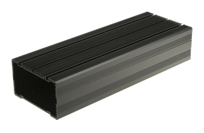 RS PRO Black Anodised Aluminium Heat Sink Case, 285 x 105 x 60.5mm