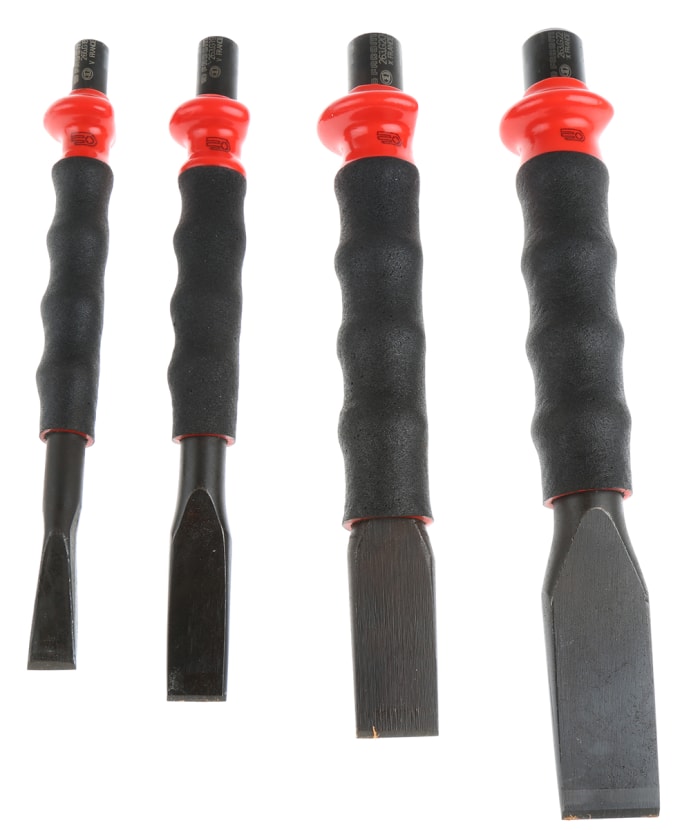 Facom 4 Piece Steel Cold Chisel Set, 15.0 mm, 20.0 mm, 25.0 mm Blade Width