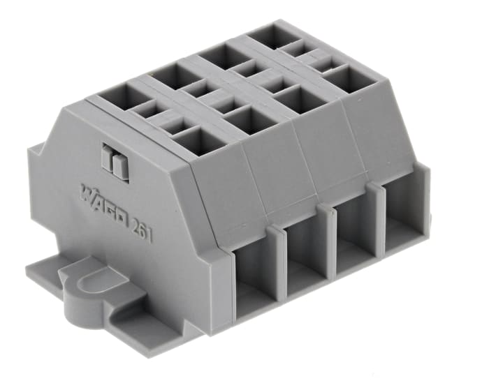 WAGO 261-104 261 Series Grey, 2.5mm², Single-Level, Cage Clamp Termination