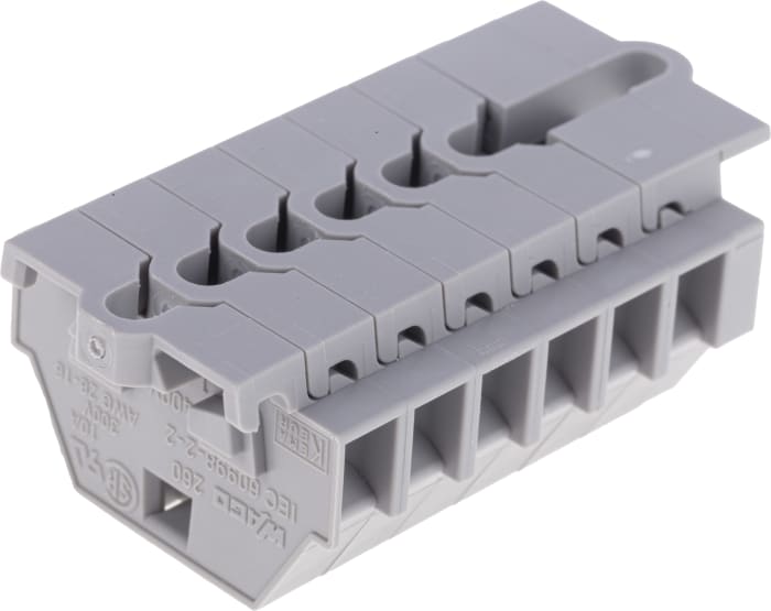 260106 Wago Wago Grey 260 Modular Terminal Block, 28 → 16 AWG, 0.08