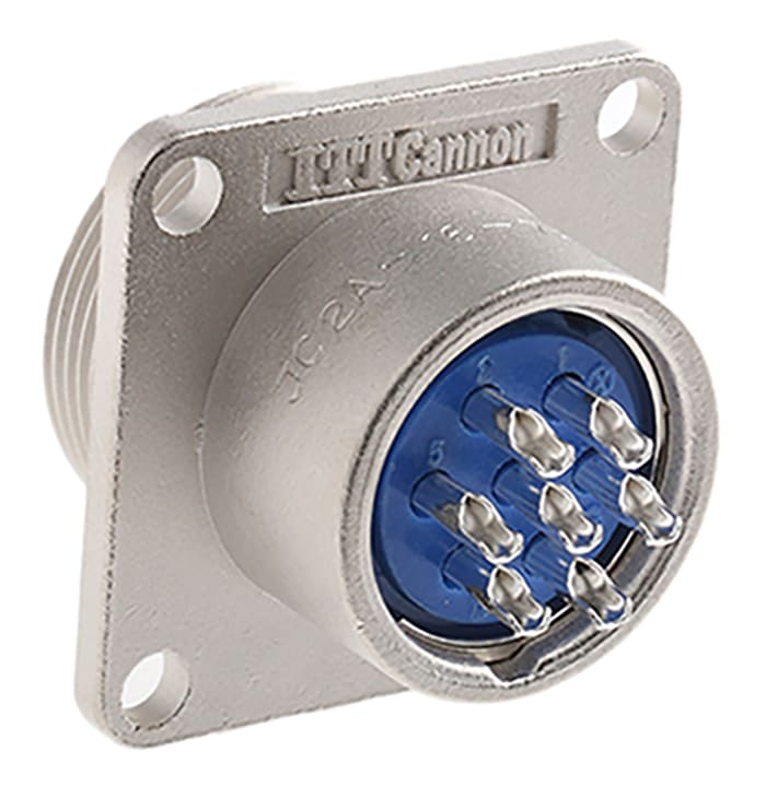ITT Cannon Connector, 7 Contacts, Panel Mount, Socket, Male, JC Series