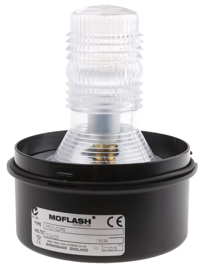 Moflash FF 201 Series Flashing Beacon, 12 V dc, 24 V dc, Surface Mount, Incandescent Bulb