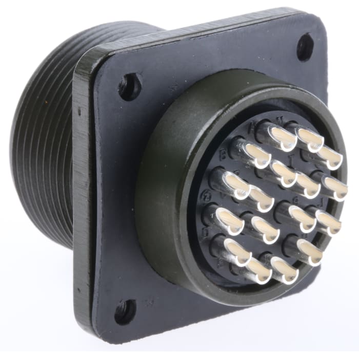 Amphenol Industrial, MS3102A, Copper Alloy 17 Way Box Mount MIL Spec Circular Connector Receptacle, Pin Contacts,Shell