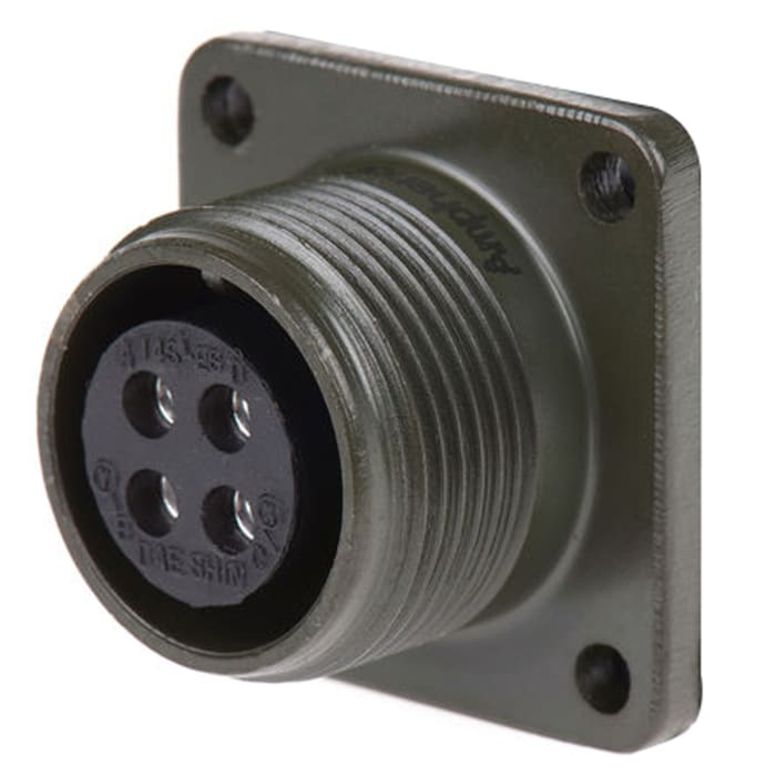 Amphenol Industrial, MS3102A, Copper Alloy 4 Way Box Mount MIL Spec Circular Connector Receptacle, Socket